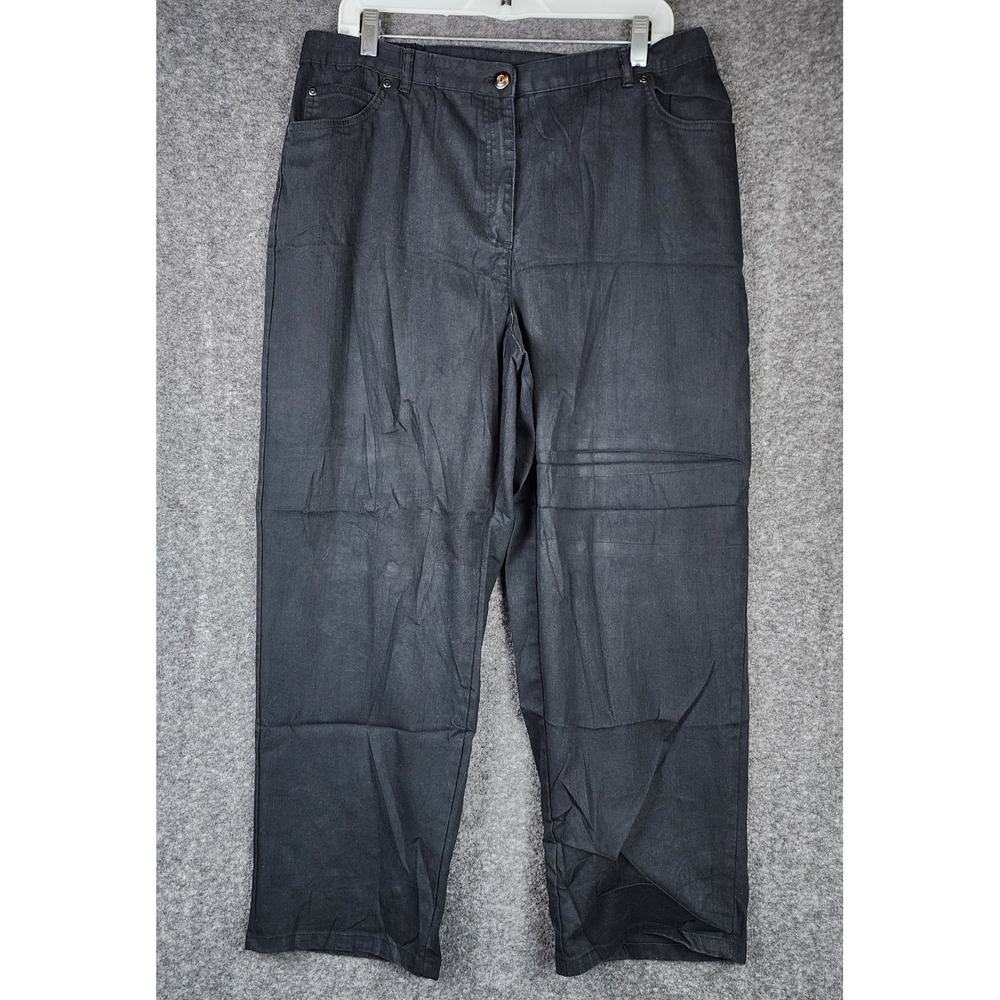 Ruby Rd Pants Womens 16W Style 21205 Black Straight Leg Pockets Stretch EUC